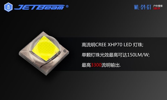 【電筒小鋪】JETBeam WL-S4-GT XHP70 LED 3300流明強光遠射搜索手電筒