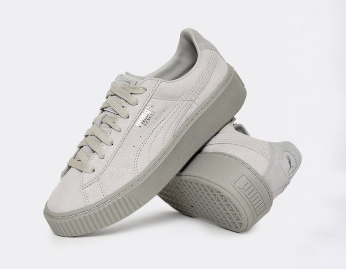 =CodE= PUMA BASKET PLATFORM RESET 珍珠皮革增高厚底鞋(全灰) 363313-01 女