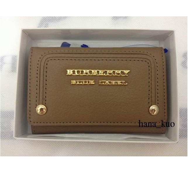 ☆注目のBURBERRY Blue Label 新款駝色牛革金色字樣logo功能卡夾.名片夾☆