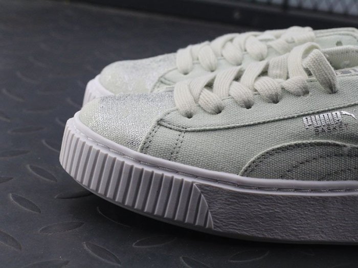 PUMA BASKET PLATFORM 彪馬 淺抹茶 牛仔布 366494-03女鞋