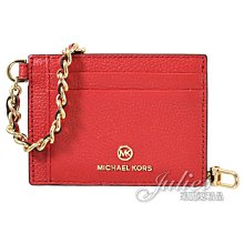 【茱麗葉精品】全新精品 MICHAEL KORS Jet Set Charm 浮雕LOGO鍊條掛飾卡夾.赤紅 現貨