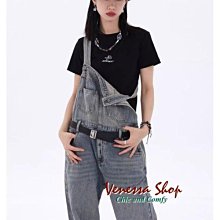 VENESSA~ 歐單 ME 新款 時尚個性 泥染做舊 立體剪裁 連身直筒牛仔背帶褲 (T2012)