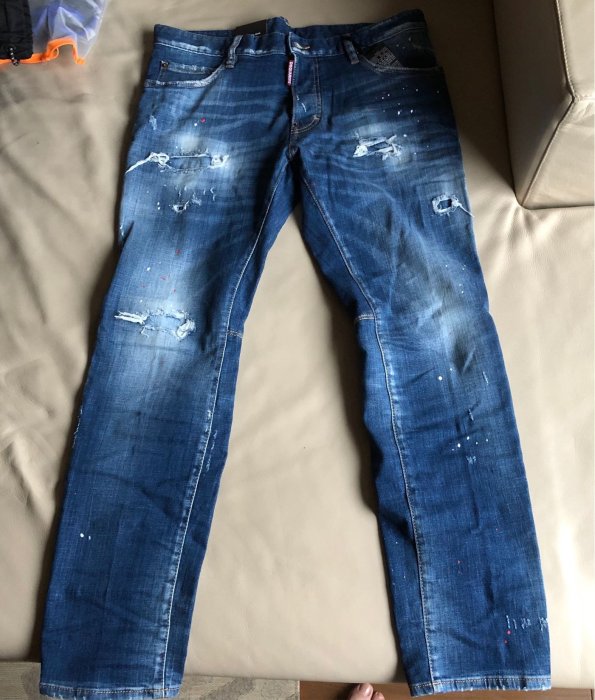 [品味人生]保證全新正品 Dsquared 2 D2 油漆  破 牛仔褲 size 48   CITY BIKER