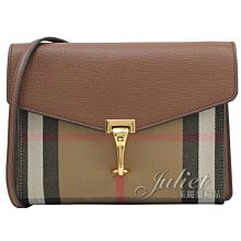 【茱麗葉精品】全新商品 BURBERRY 專櫃商品 3980826 HOUSE 格紋棉麻環釦斜背包.咖 現貨