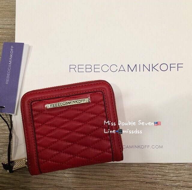 現貨 Rebecca Minkoff 菱格紋小錢包 零錢包 卡包-cherry 櫻桃紅