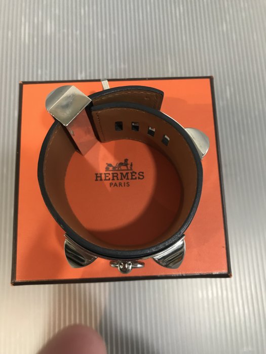 【喬瑟夫二手名店】真品 HERMES CDC 藍色銀扣 愛馬仕手環 1P S號 特價!!!