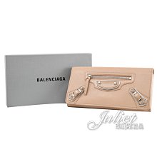 【茱麗葉精品】【全新精品】BALENCIAGA 巴黎世家 390184 燙銀LOGO山羊皮扣式長夾.裸粉色 預購