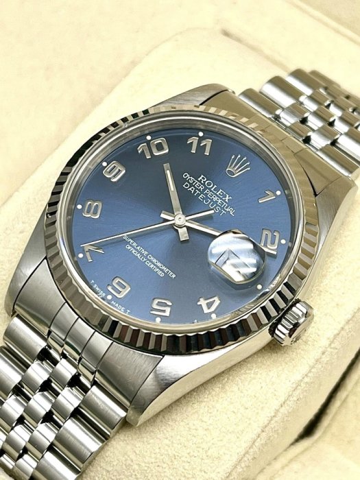 重序名錶 ROLEX 勞力士 DateJust 蠔式日誌型 16234 稀有藍色阿拉伯數字面盤 S字頭 自動上鍊腕錶