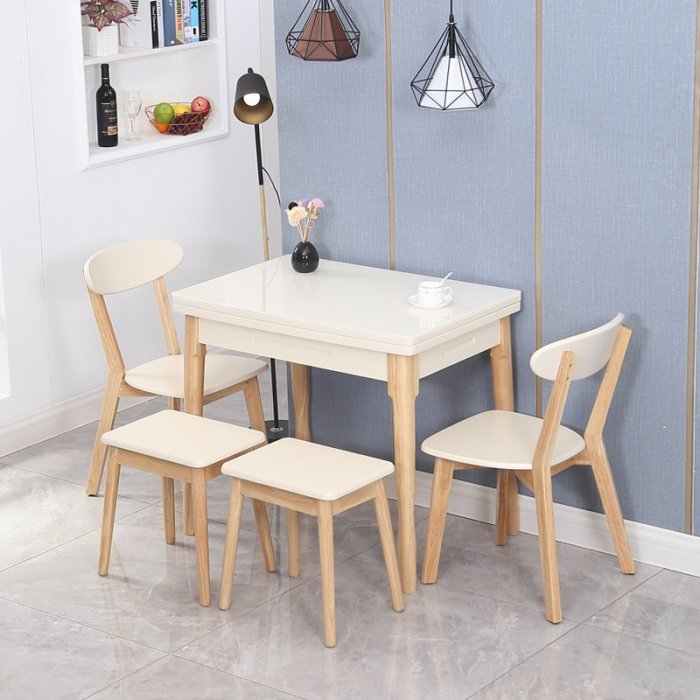 小戶型折疊餐桌椅組合家用北歐實木伸縮餐桌現代簡約經濟型飯桌子 滿減 促銷 夏季