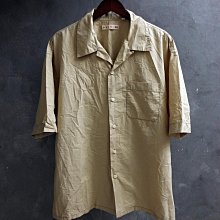 CA 日本品牌 UNIQLO 卡其黃 純棉 寬版 短袖襯衫 XL號 一元起標無底價Q889