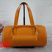 優買二手精品名牌店 LV M5222H 橘 EPI 水波紋 皮革 圓筒包 圓桶包 肩背包 水桶包 手提包 子母包 展示品