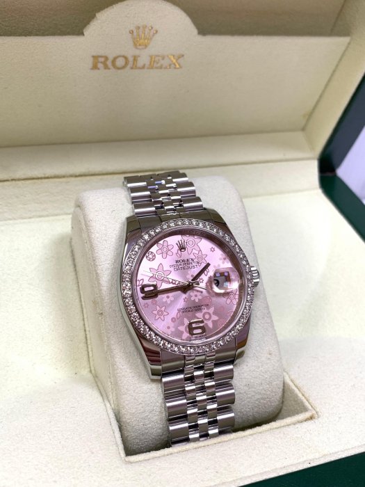 Eros精品館～～ROLEX勞力士116244－粉紅櫻花面／原鑲鑽圈（原廠正品/附盒證)！！