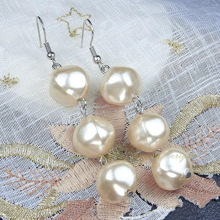 珍珠林~出清特價僅此一件~大尺寸珍珠14MM~變體塑膠珍珠耳環#715+9