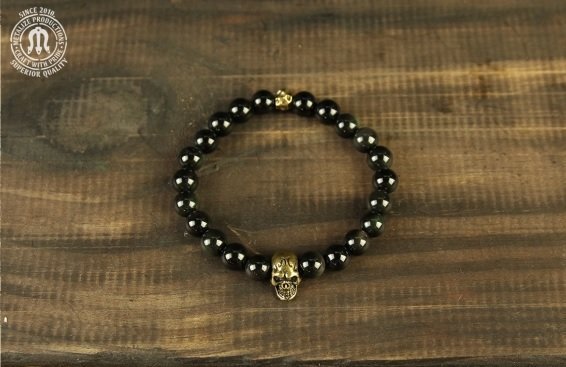 (I LOVE樂多)METALIZE Skulls 8MM Beaded Bracelet 骷髏8MM串珠手鍊 黑