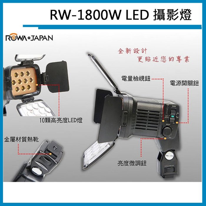 星視野 ROWA JAPAN RW-1800W LED攝影燈 婚禮紀錄 錄影 夜拍 補光燈