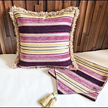 古典金邊絨布抱枕  50*50公分紫色金色簡約線條織錦布方形靠枕靠墊 台灣生產高品質沙發靠墊 可拆洗【歐舍傢居】
