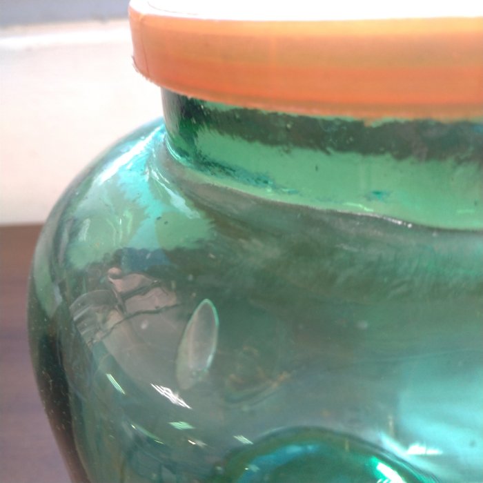 早期 台灣 綠色 氣泡 醬菜甕 玻璃甕 玻璃瓶 玻璃罐