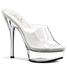 Shoes InStyle《五吋》美國品牌 PLEASER 原廠正品透明厚底高跟拖鞋 有大尺碼『銀白色』