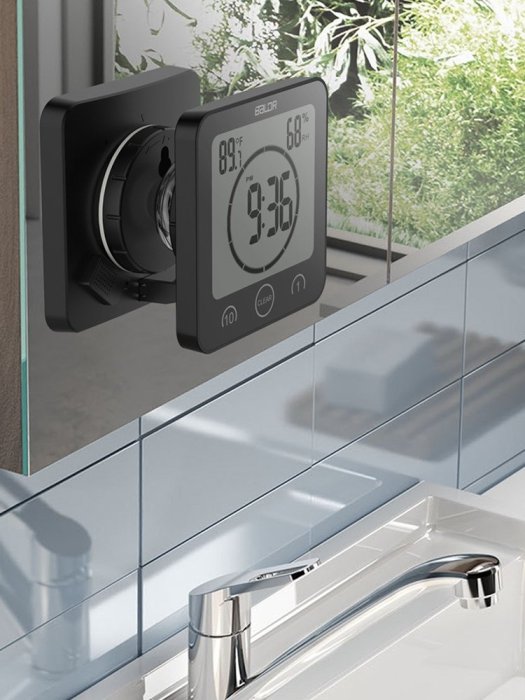 溫濕度計現代浴室鐘防水靜音家用廚房倒計時鐘表衛生間吸盤小掛鐘超夯 精品