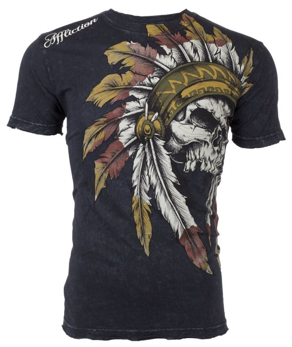 @50%OFF@ AFFLICTION T-SHIRT 破壞仿舊短T SKULL 印地安 骷魯含運