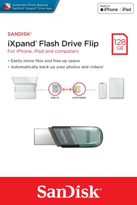 SanDisk 128G 128GB iXpand Flash Drive Flip 隨身碟 IPHONE 蘋果 MAC
