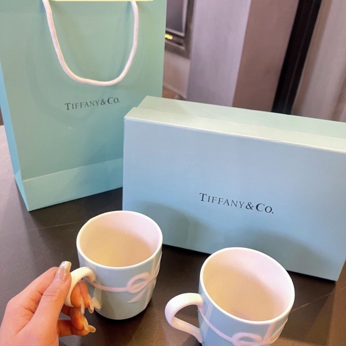 【King女王代購】TIFFANY & CO. 蒂芙尼同款蝴蝶結情侶對杯馬克杯伴手禮
