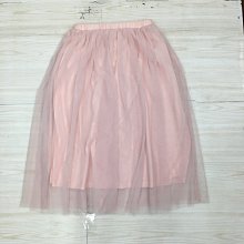 【愛莎＆嵐】 NET 女 粉色素面彈性腰圍紗裙/34 (全新) 11206 27