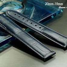 【時間探索】全新進口純正鱷魚皮-OMEGA代用錶帶 ( 20mm.19mm ).艾美