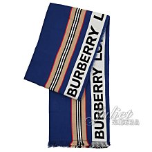 【茱麗葉精品】全新商品 BURBERRY 專櫃商品 8067360 撞色條紋印花保暖長圍巾/披肩.藍 現貨