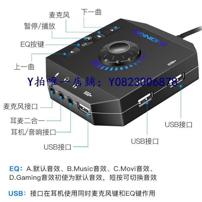 聲卡 菲尼卡西 usb外置聲卡臺式機電腦筆記本PS4外接7.1獨立音頻轉換器耳機麥克風話筒音響直播唱歌專用免驅動游戲