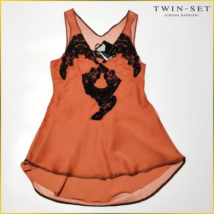 義大利品牌 TWIN-SET 新品 性感雪紡內衣 睡衣 性感內衣 歐美時尚 雪紡紗 情趣睡衣 女 S號 A0118T