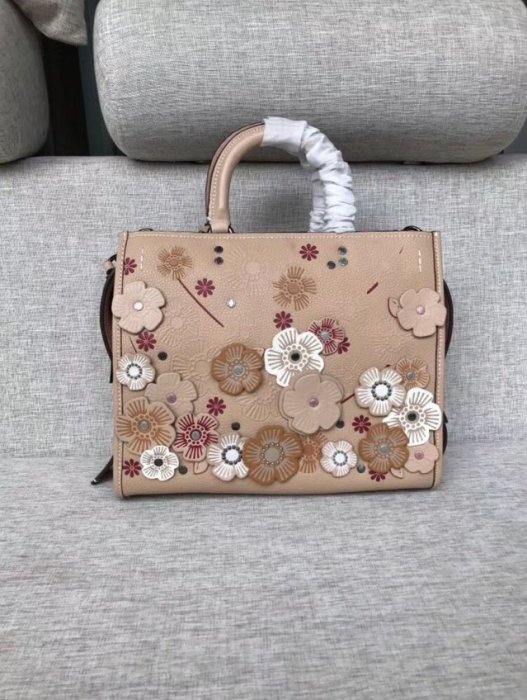 小皮美國正品代購 COACH 59243 最新限量版女士手提包 1941系列 大號頭層牛皮手工立體玫瑰貼花 附購買憑證