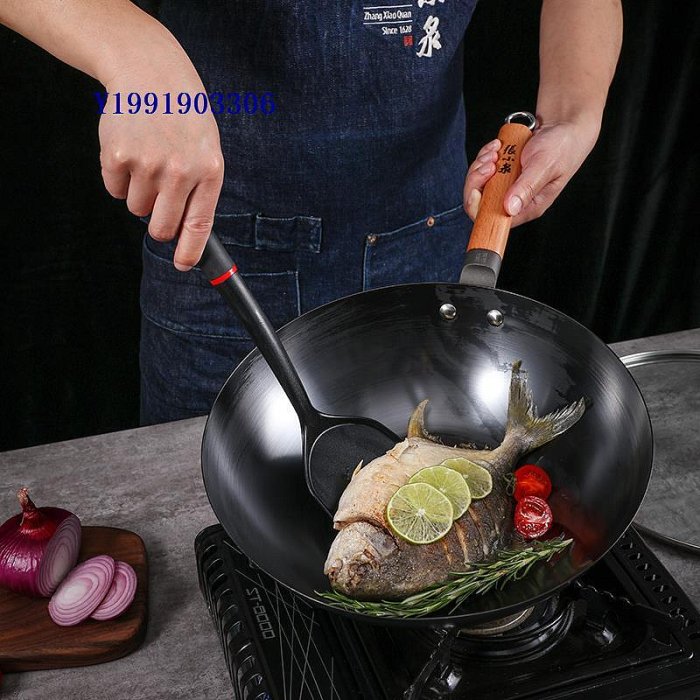 張小泉鐵鍋炒鍋家用炒菜無涂層不粘平底鍋電磁爐煤氣灶適用煎鍋具