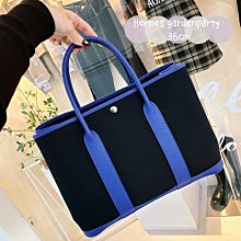 二手旗艦 Hermès Garden Party 36公分 電光藍+黑 皮革拼帆布 A刻 (中友店) 03502