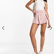 (嫻嫻屋) 英國ASOS-粉紅色軟呢高腰褲裙短褲 預購款 ED23
