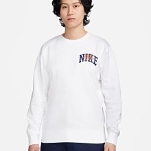 南🔥2024 1月 NIKE 長袖上衣 長T Club Fleece 圓領 寬鬆 學院風 男款 白 FV4446-100