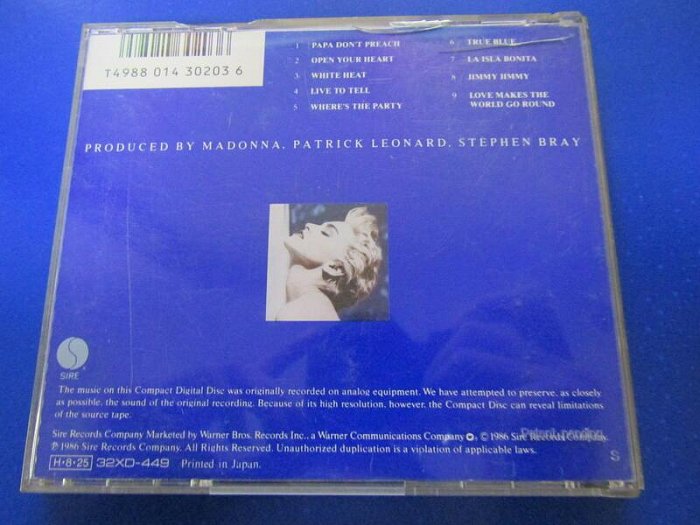 麥當娜 Madonna True Blue 三洋 SAYNO首版CD