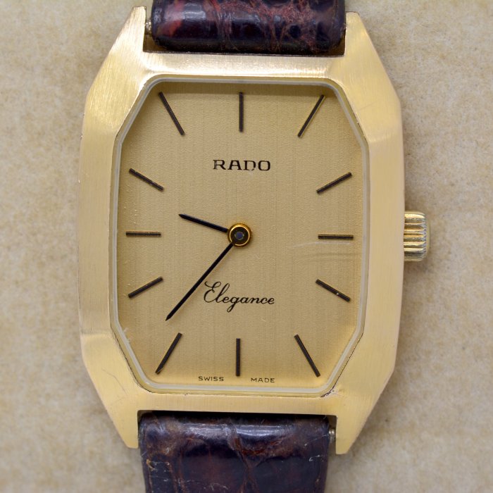 《寶萊精品》RADO 雷達表金黃長型手動女子錶