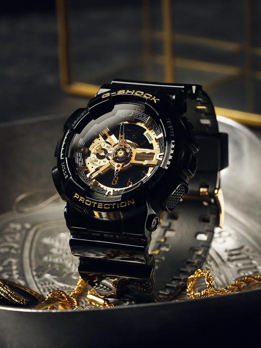 卡西歐手錶男款學生運動gshock35周年限量版黑金casio電子錶GA110