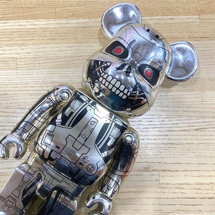 BLACK美中古BE@RBRICK x魔鬼終結者TERMINATOR SALVATION電鍍銀400%庫柏