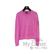 My Closet 二手名牌 CHANEL 2022-23 秋冬 粉色系 Cashmere 雙C Logo 針織上衣