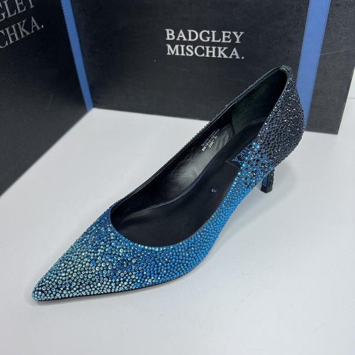 BADGLEY MISCHKA 百吉利米西卡斷碼撤柜尖頭高跟鞋尖頭滿水鉆單鞋