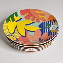 ＝86號店=預購法國design/MAISONS 高質感陶瓷材質 彩色圖案 家用餐具盤多功能盤 如圖色 直徑8英寸 (六個一起販售)