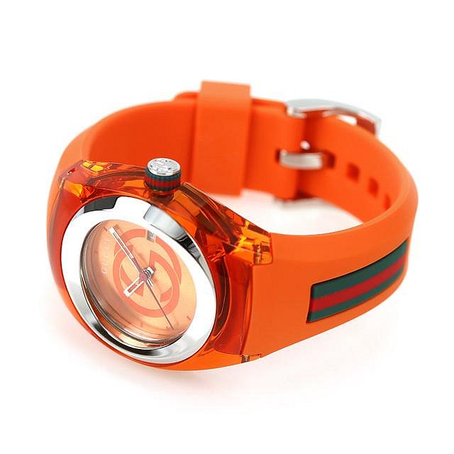 GUCCI YA137311 古馳 手錶 36mm 橘色面盤 橘色橡膠錶帶 女錶 男錶