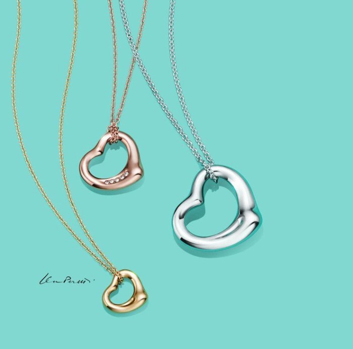 (全新) Tiffany PT950 Open Heart  (M) 愛心滿鑽項鍊,原價48萬