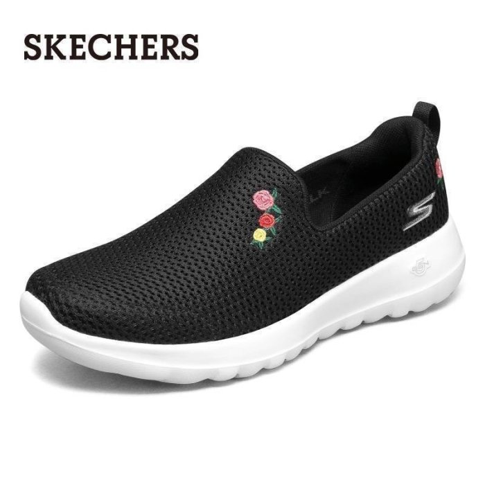 【熱賣下殺】Skechers斯凱奇女鞋健步鞋一腳套懶人鞋花朵老人休閑運動鞋15640