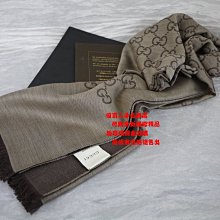 優買二手精品名牌店 GUCCI 165903 卡其底 咖啡 LOGO GG 滿版 圍巾 披巾 冷氣房 長巾 全新商品