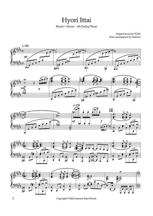 Play Hyōri Ittai ED5 (Hunter X Hunter) Music Sheet