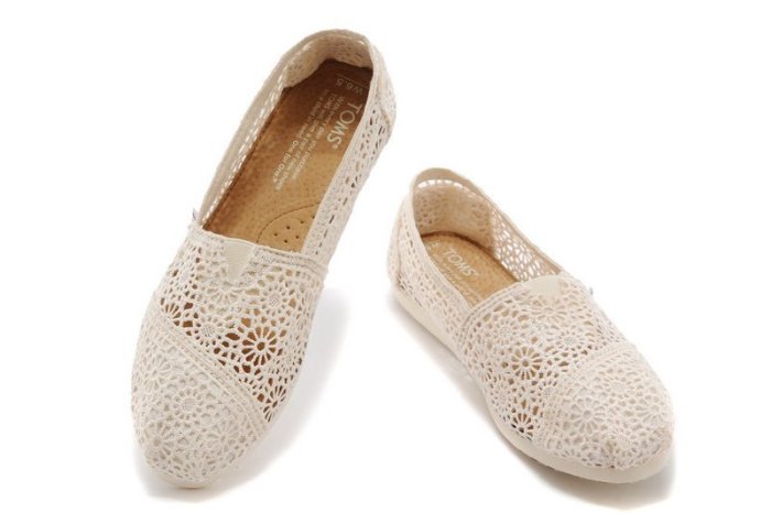 ☆╮A&T-TOMS╭☆TOMS懶人鞋美國品牌TOMS NATURAL CROCHET蕾絲簍空款【女-米白】現貨-預購