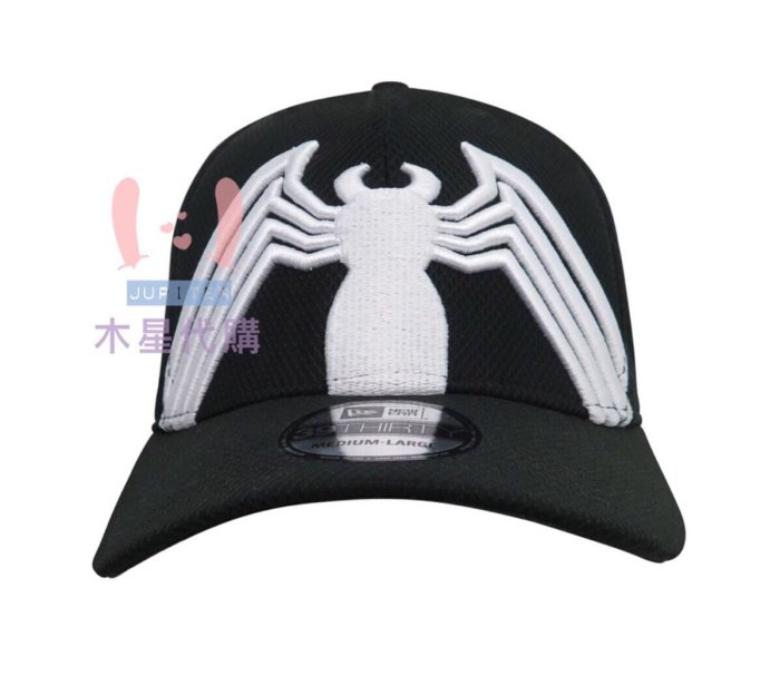 【木星代購】《美國代購 New Era 39Thirty 黑色蜘蛛人 圖案內襯 預購》Marvel棒球彎帽老帽猛毒漫威